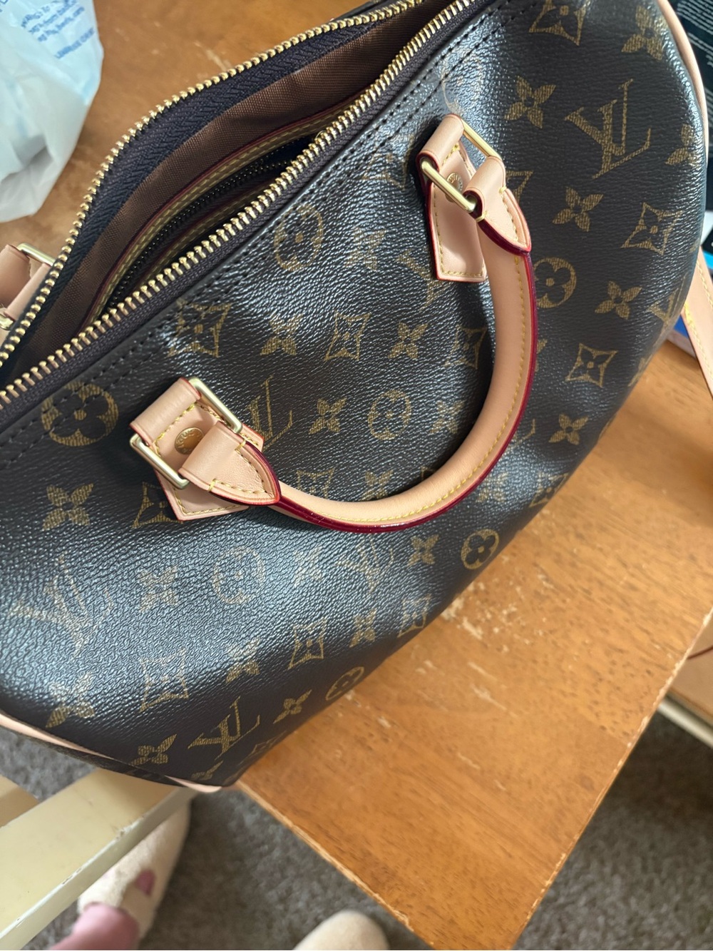 Louis Vuitton Monogram Canvas Tote with Natural Leather Trim